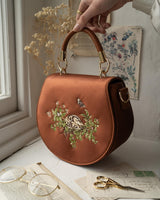 Sleepy Fawn Embroidered Satin Saddle Bag