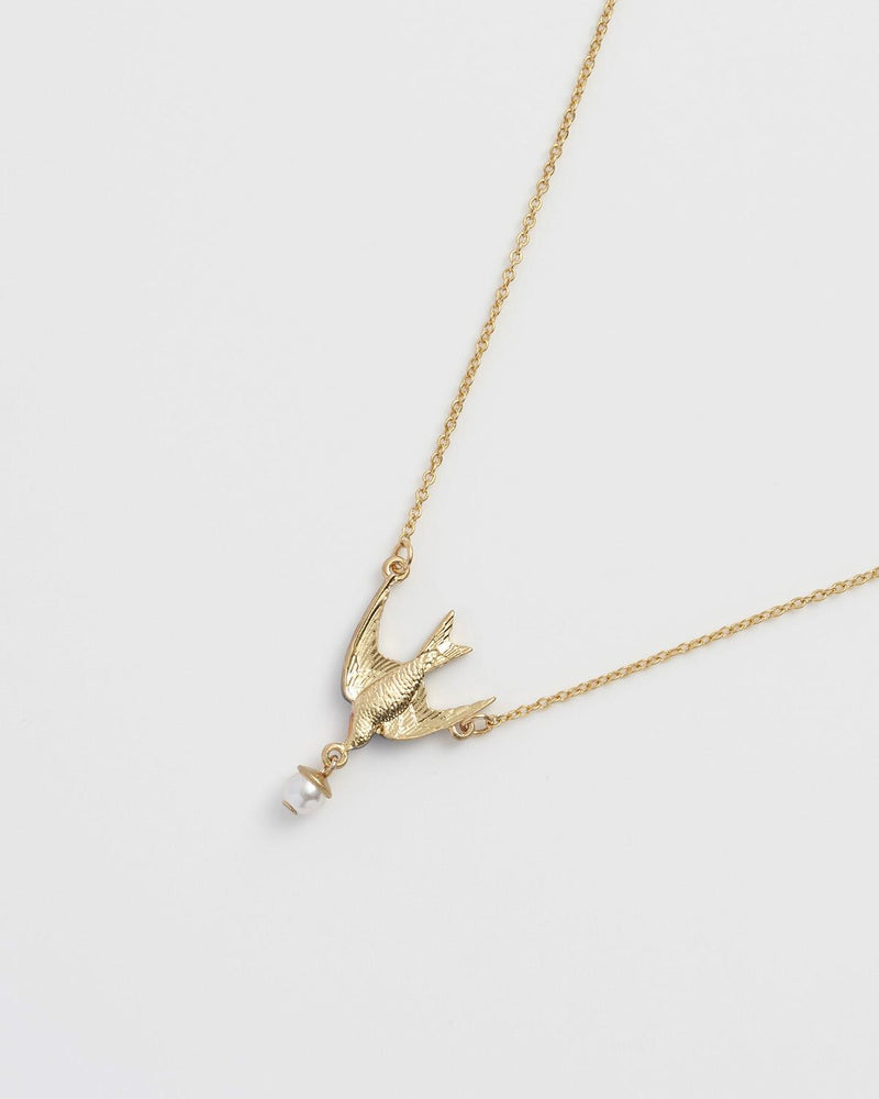 Swallow & Pearl Necklace