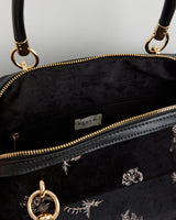 Hepsie Velvet Embroidered Bag - Black