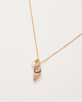 Spiral Shell and Pearl Worn Gold Short Necklace