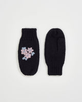 Forget-Me-Not Knitted Navy Mittens