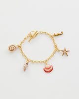 Hand Painted Shell Worn Gold Charm Bracelet