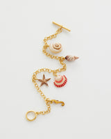 Hand Painted Shell Worn Gold Charm Bracelet