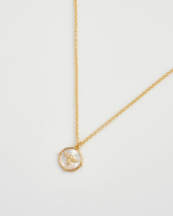 Honey Bee & Pearl Pendant Necklace