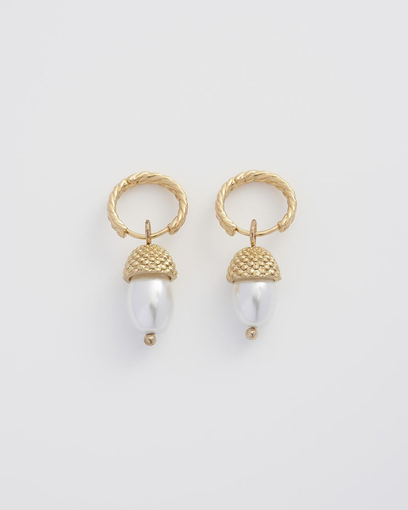 Acorn Pearl Hoops