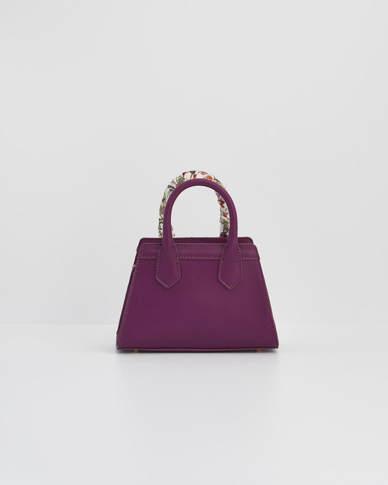 Floral Engravings Mini Plum Tote