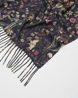 Wolf Garden Navy Scarf with Tassels