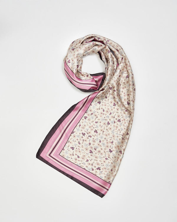 Deco Blooms Silky Lightweight Cream Scarf