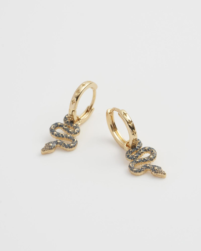 Celestial Snake Huggie Earrings