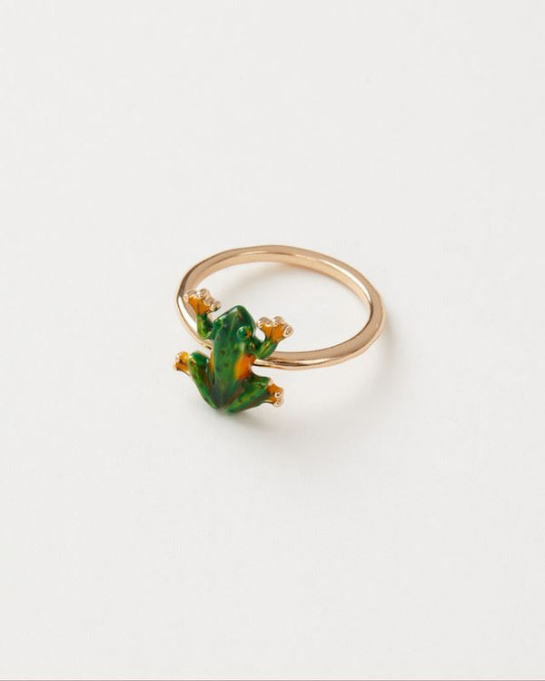 Enamel Green Frog Ring M