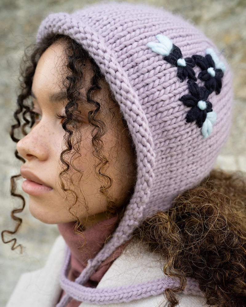 Forget-Me-Not Knitted Lilac Bonnet