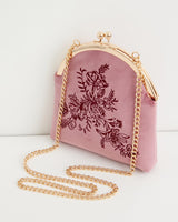 Victoriana Embroidered Bag Rose Pink Velvet