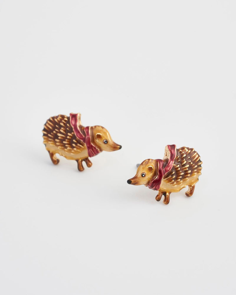 Cosy Hedgehog Charm Stud Earrings