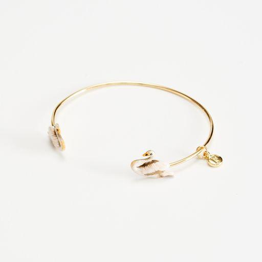 Enamel Swan Bangle