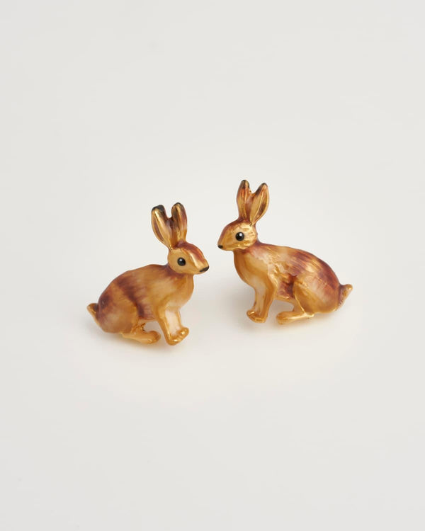 Enamel Rabbit Stud Earrings