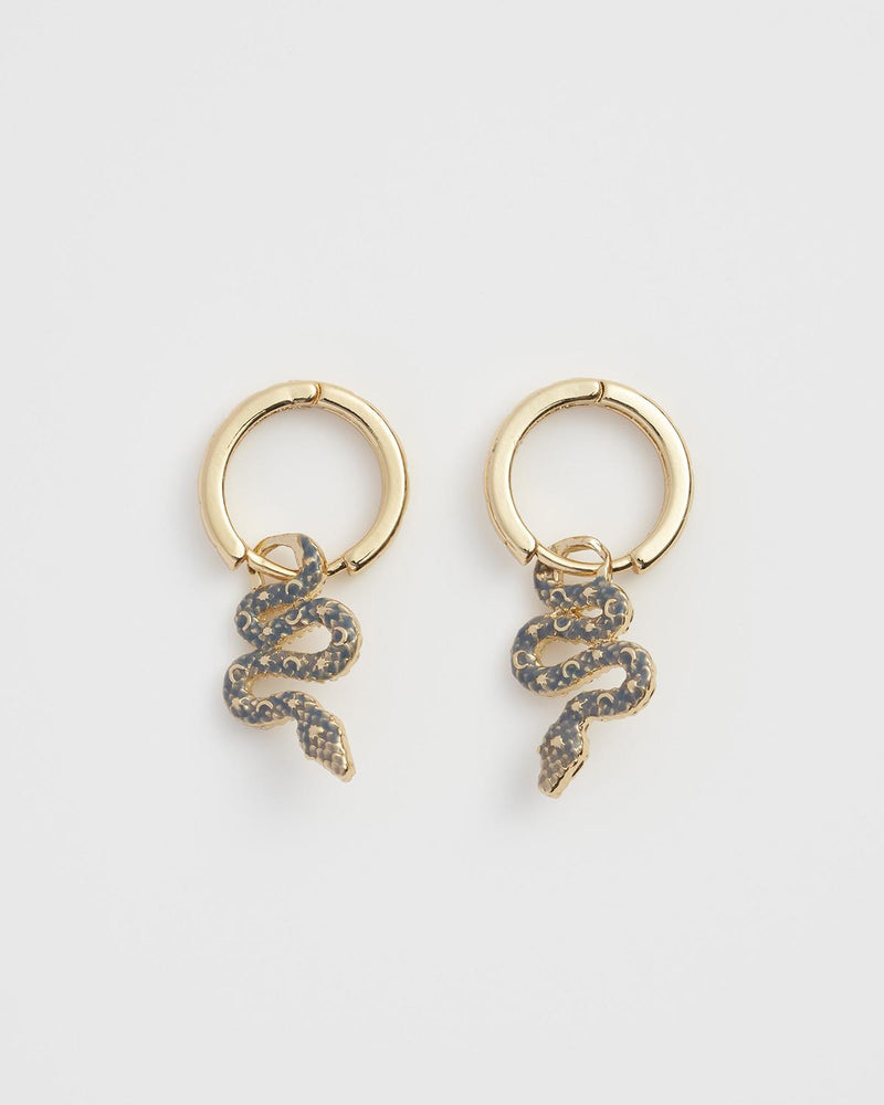 Celestial Snake Huggie Earrings