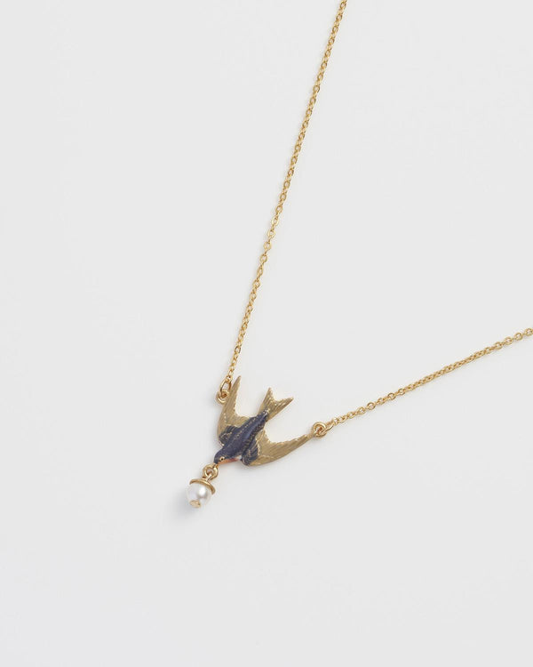 Swallow & Pearl Necklace