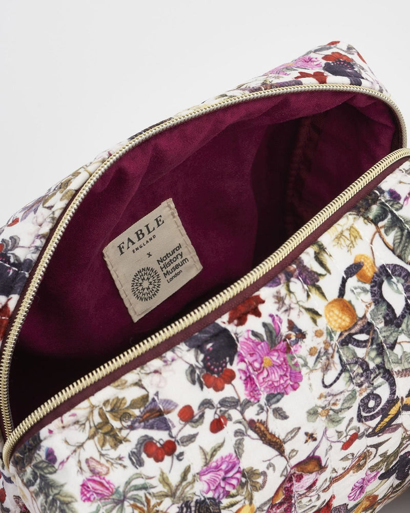 Floral Engravings Large Velvet Cosmetic Bag