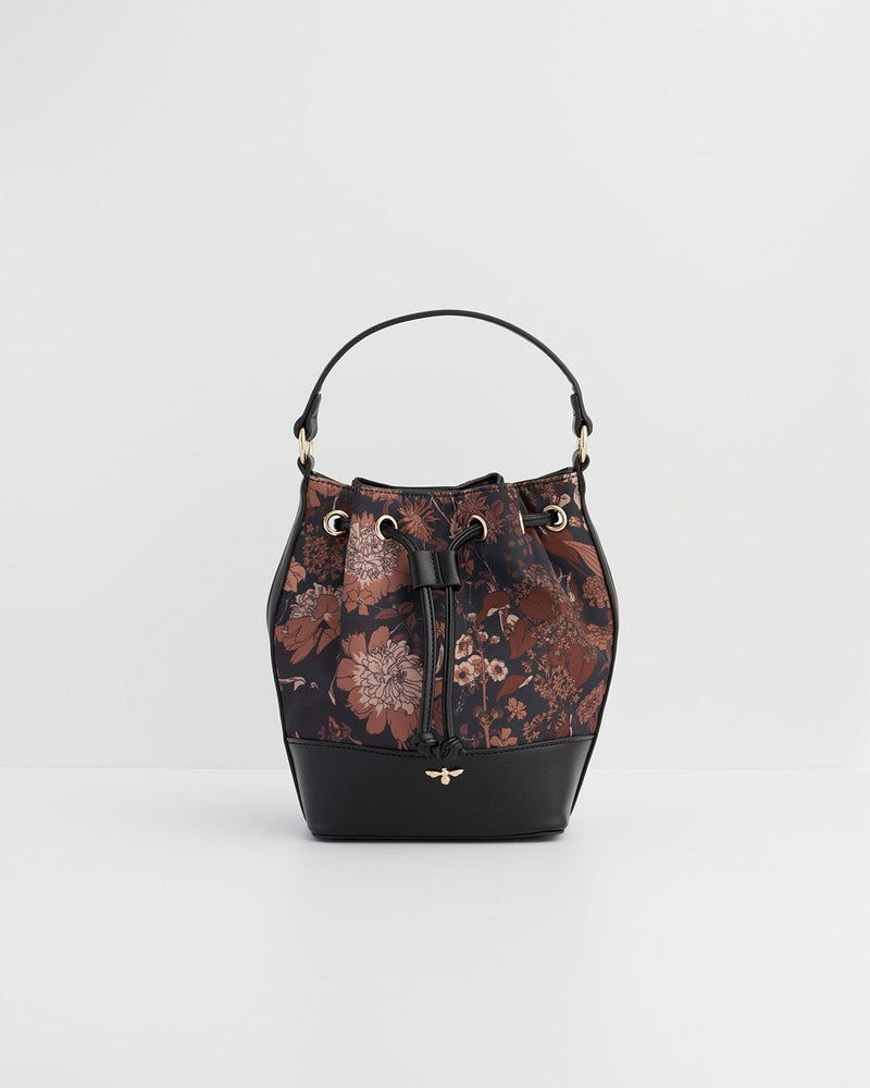 Deco Blooms Black Bucket Bag