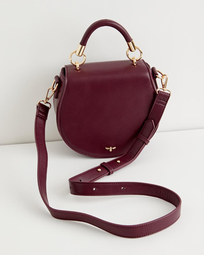 Liberty Saddle bag Burgundy Vegan Leather