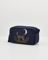 Deer & Moon Embroidered Pouch Blueberry Velvet